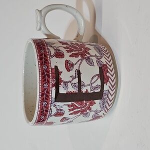 Anthropologie Blockprinted Monogram "E" Stoneware Tea Coffee Mug
